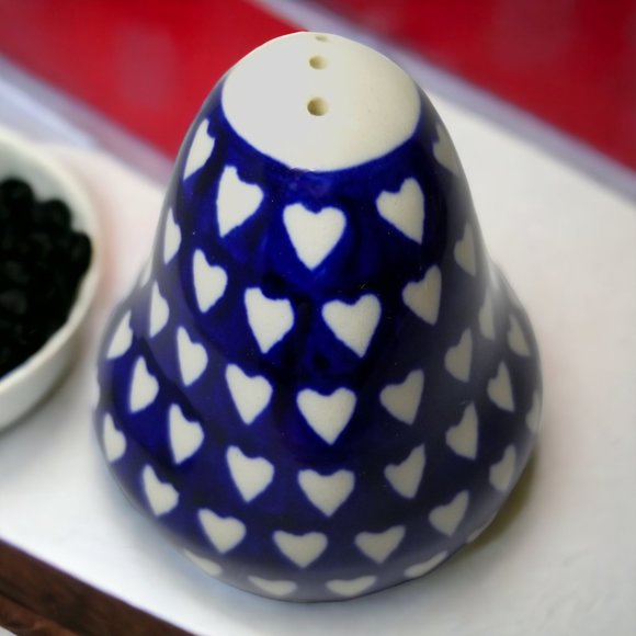 Cobalt Blue 3-Pcs Salt and Pepper Set Love Is All Around by Polish Pottery - Picture 8 of 11
